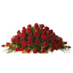 Red roses casket spray