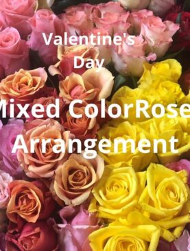 Mixed color roses arrangement